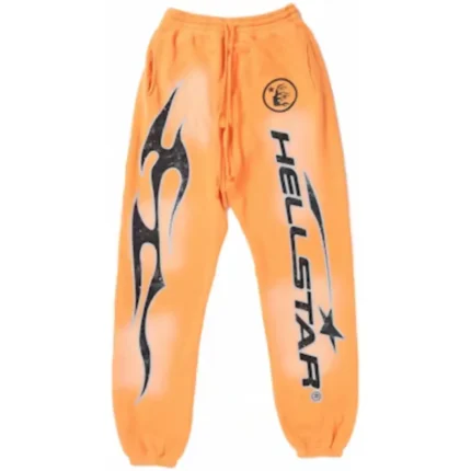 Hellstar Fire Orange Closed Elastic Bottom Sweatpants Orange Dye